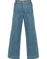 Kitsuné Tief sitzende Wide-Leg-Jeans Blau