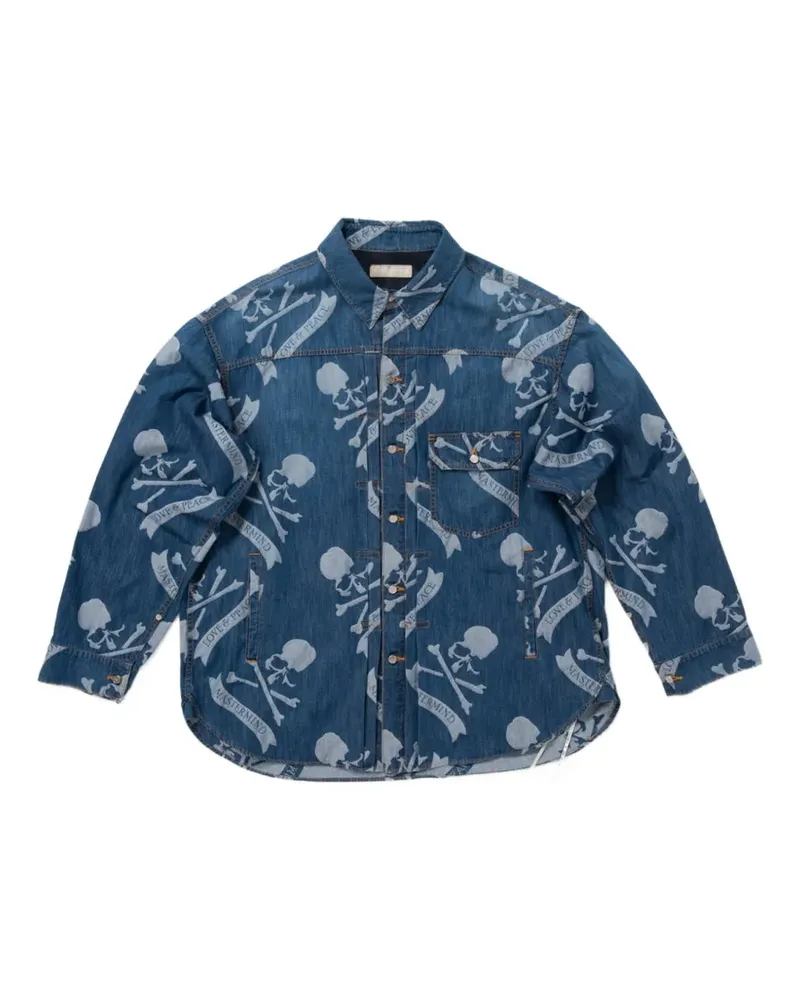 Mastermind World skull-print denim shirt - Blau Blau