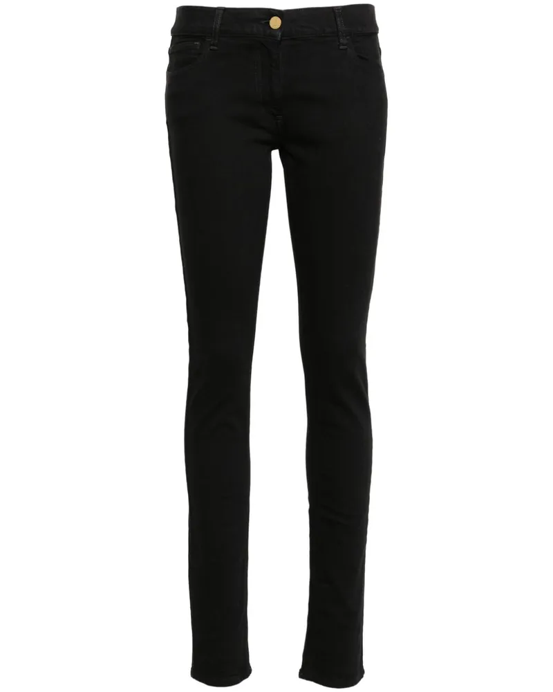 Elisabetta Franchi Skinny-Jeans mit Logo-Schild Schwarz