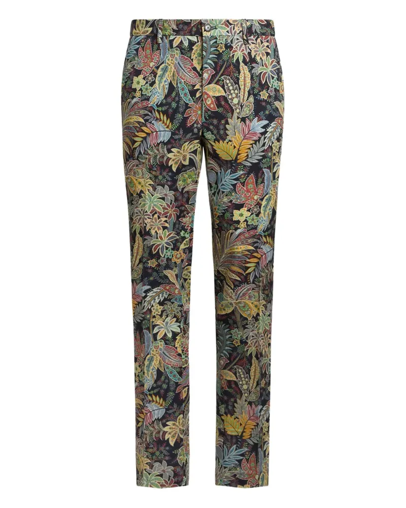 Etro Gabardine-Hose mit botanischem Print - Schwarz Schwarz