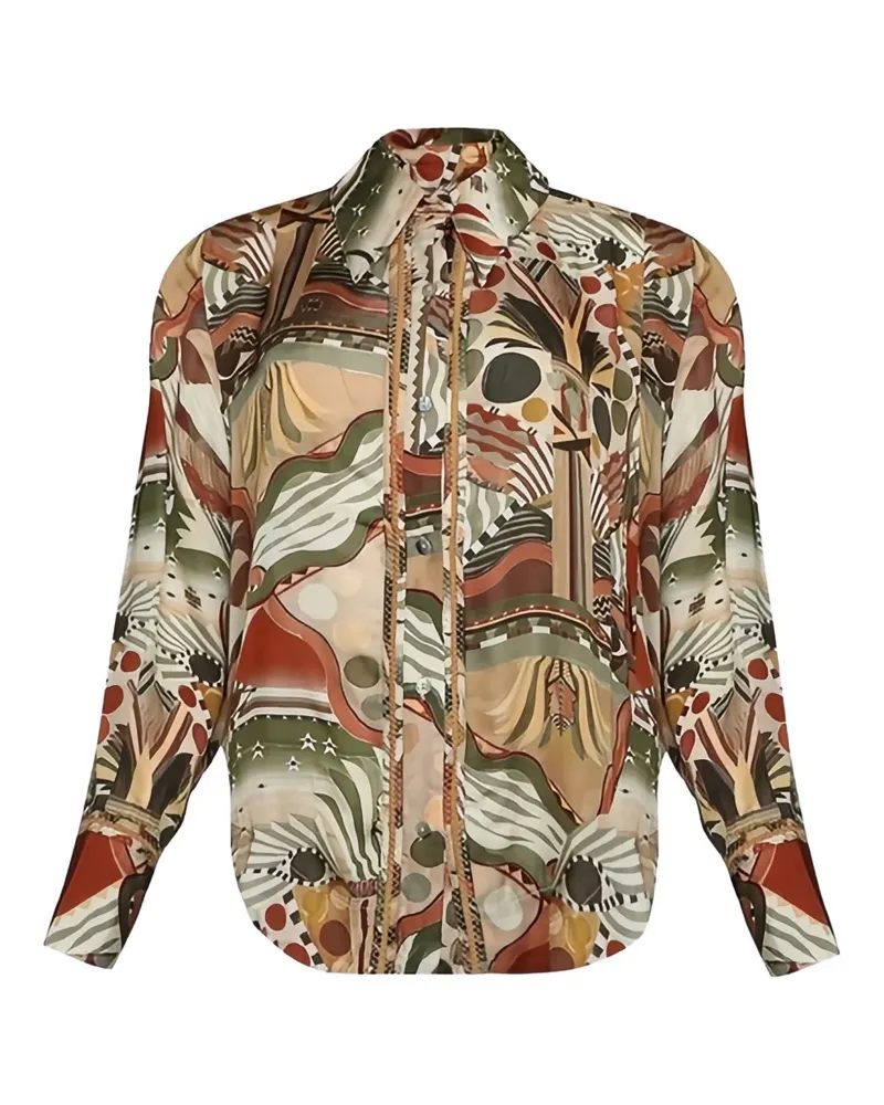 Chufy abstract-print long-sleeve shirt - Nude Nude