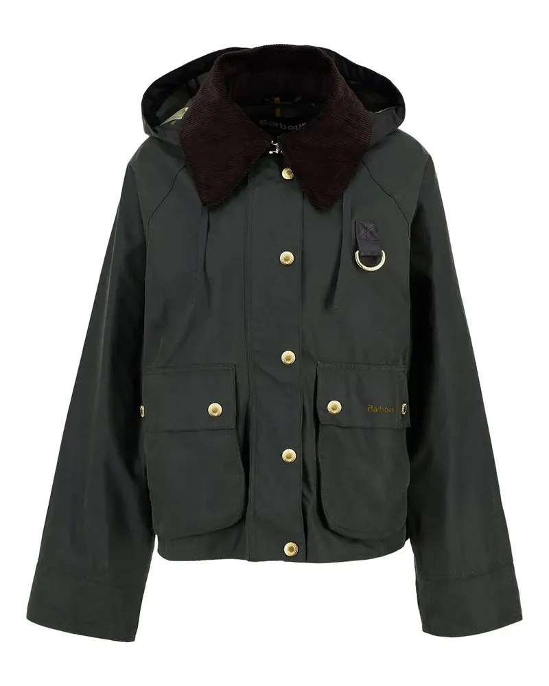 Barbour Kapuzenjacke mit Cordkragen - Grün Grün