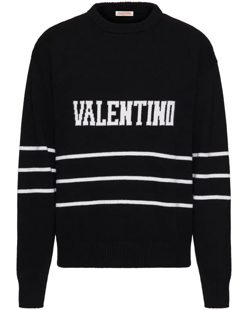 Valentino Garavani Pullover mit Intarsien-Logo Schwarz