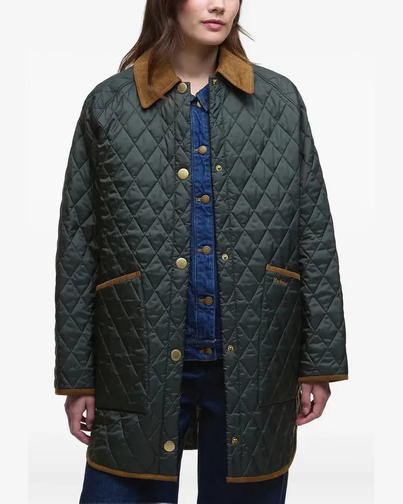 Barbour quilted corduroy-collar coat - Grün Grün