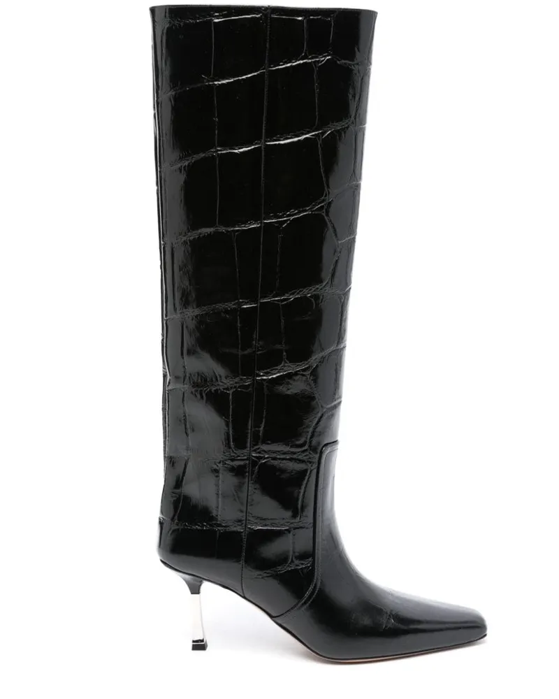 Paris Texas Stiefel aus Leder 80mm - Schwarz Schwarz