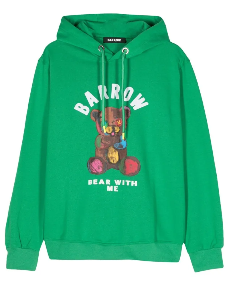 BARROW logo-print cotton hoodie Grün