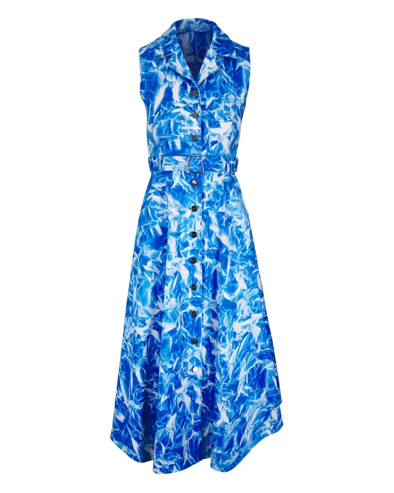Akris belted collared midi dress - Blau Blau