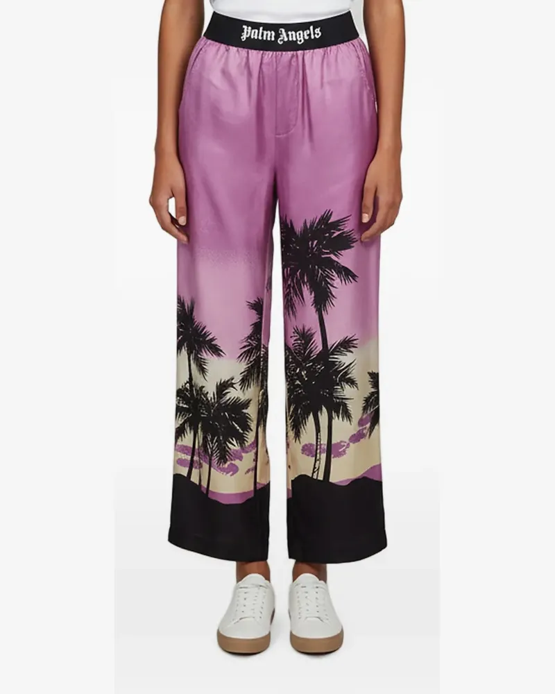 Palm Angels printed wide-leg trousers - Violett Violett