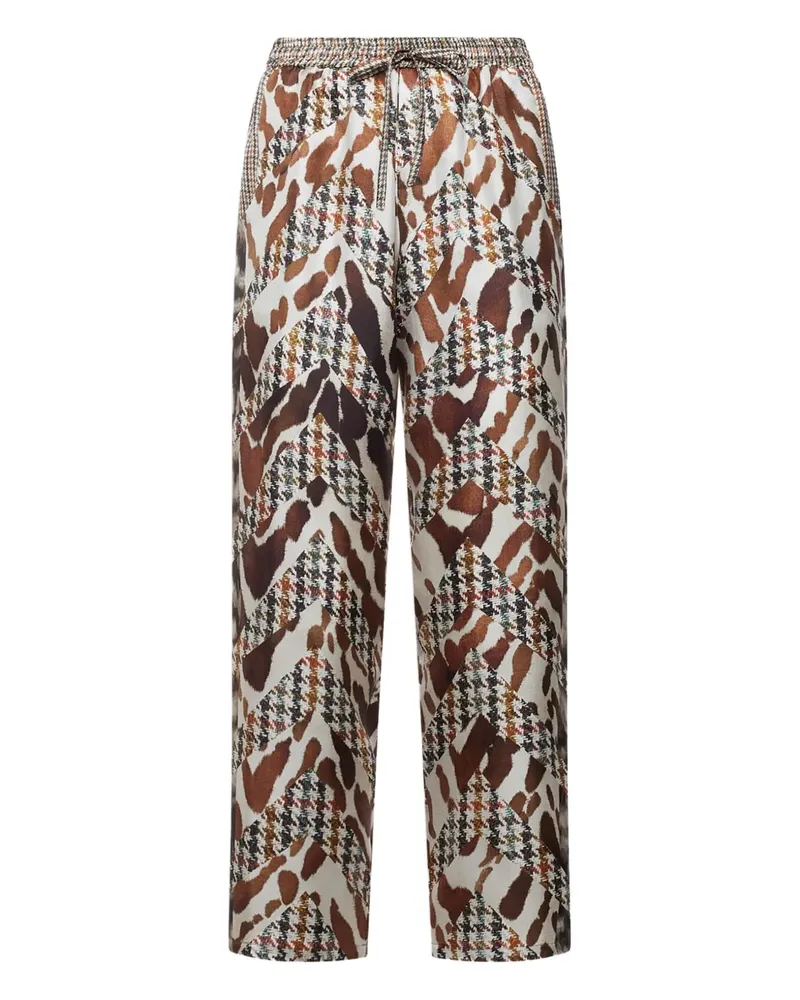 Pierre-Louis Mascia houndstooth-pattern drawstring-waist trousers - Weiß Weiß