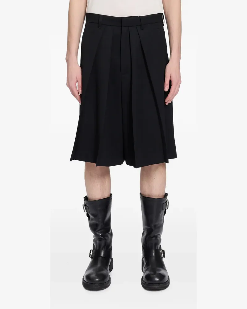 Ann Demeulemeester Weite Bermudas mit Falten - Schwarz Schwarz