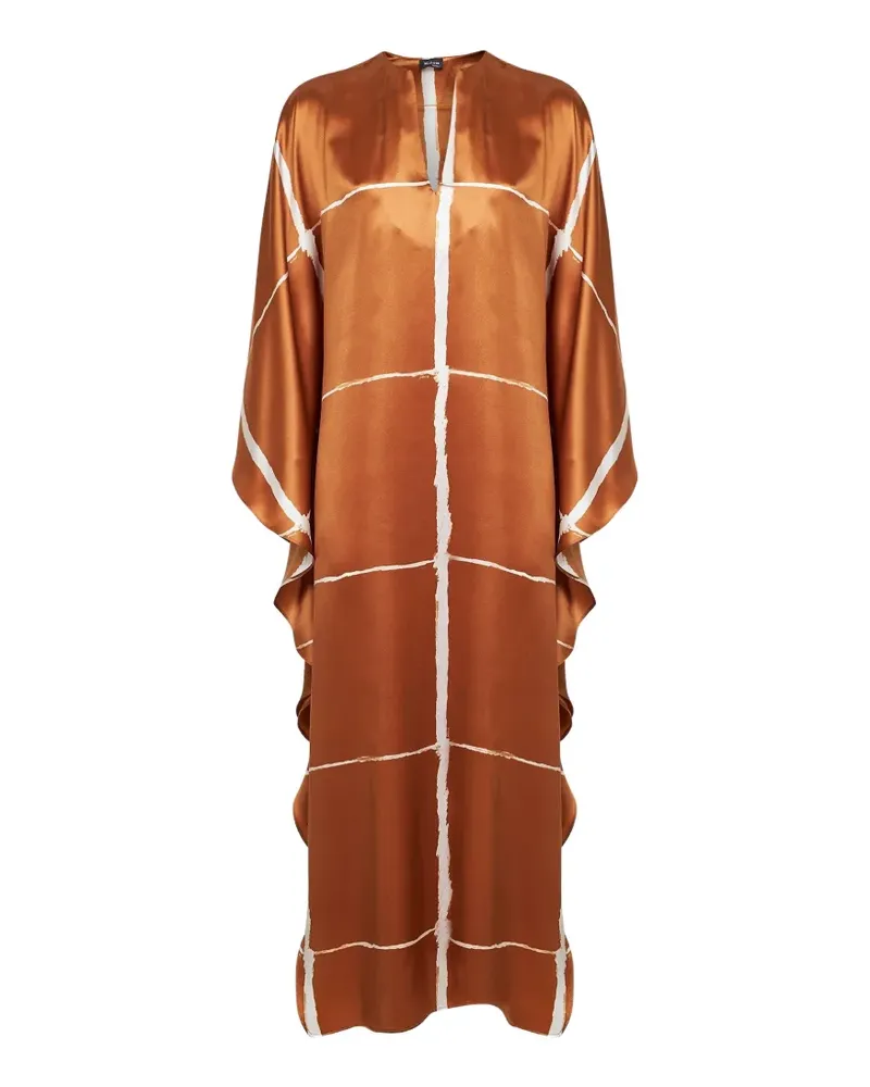 Kiton Maxikleid mit Rüschenärmeln - Braun Braun