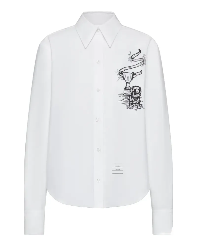 Thom Browne Langärmeliges Poloshirt mit Stickerei - Weiß Weiß