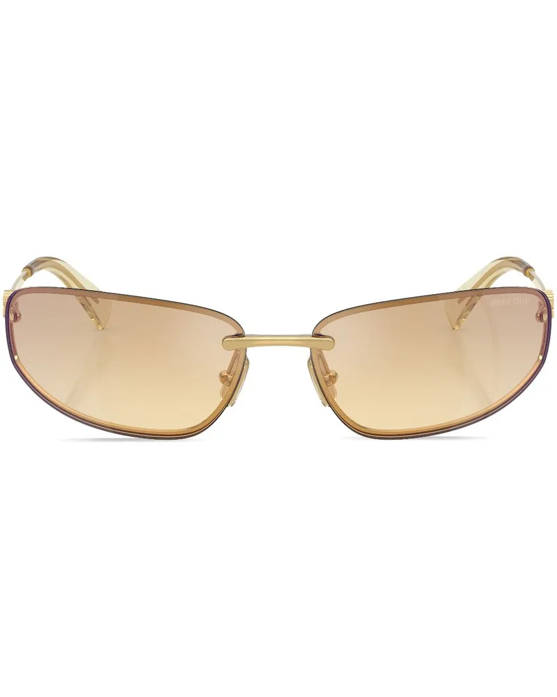 Miu Miu Sonnenbrille mit ovalem Gestell - Gold Gold