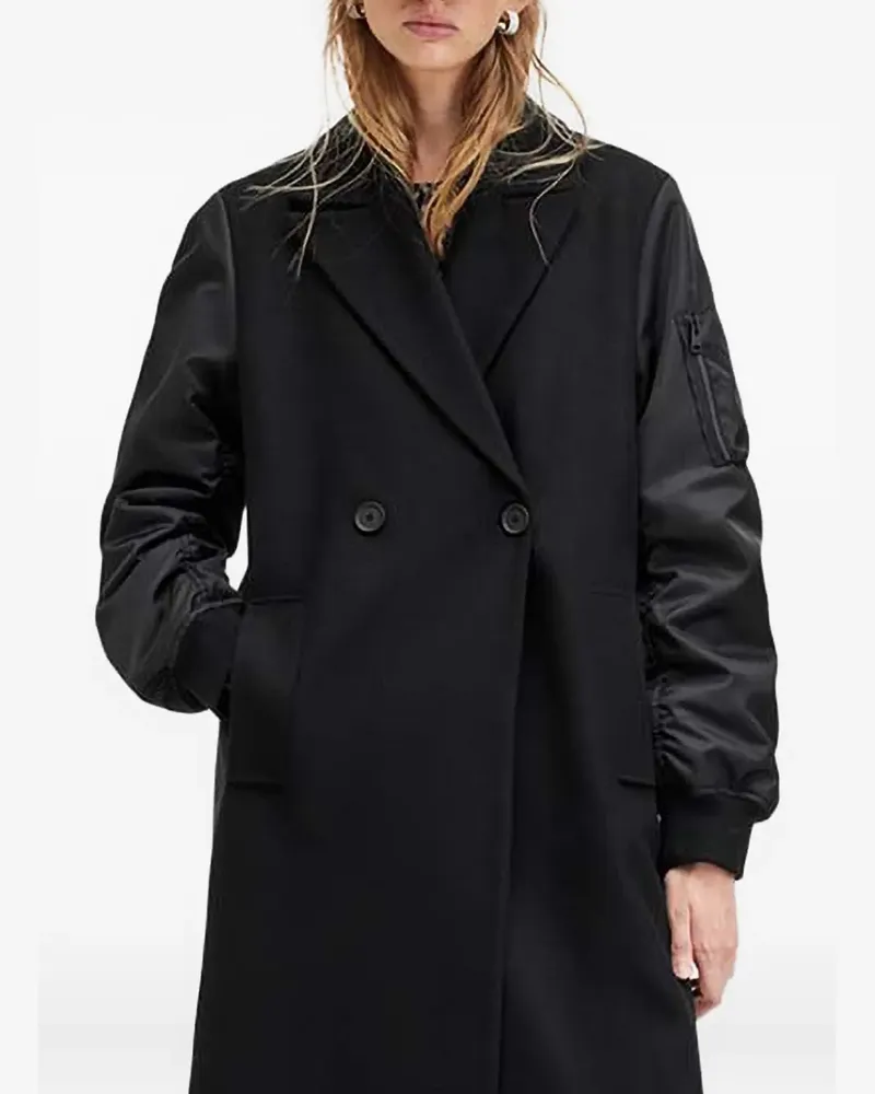 AllSaints double-breasted bomber-sleeve coat - Schwarz Schwarz