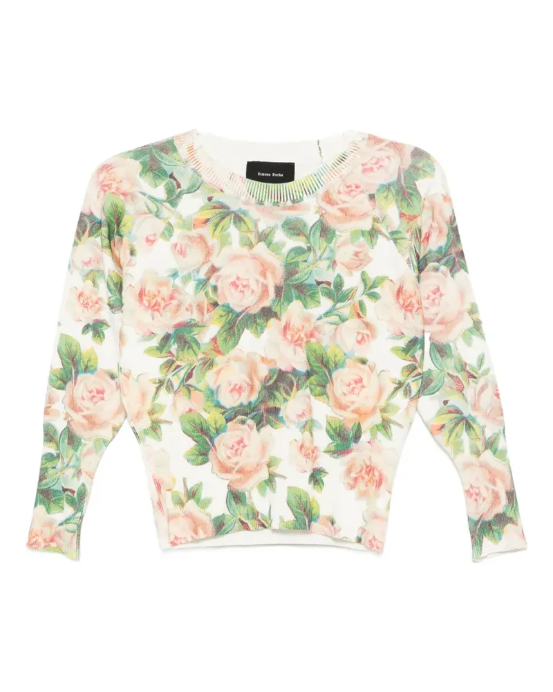 Simone Rocha Schmales Oberteil mit Blumen - Rosa Rosa