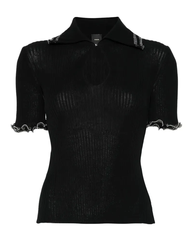 Pinko keyhole-collared polo shirt - Schwarz Schwarz