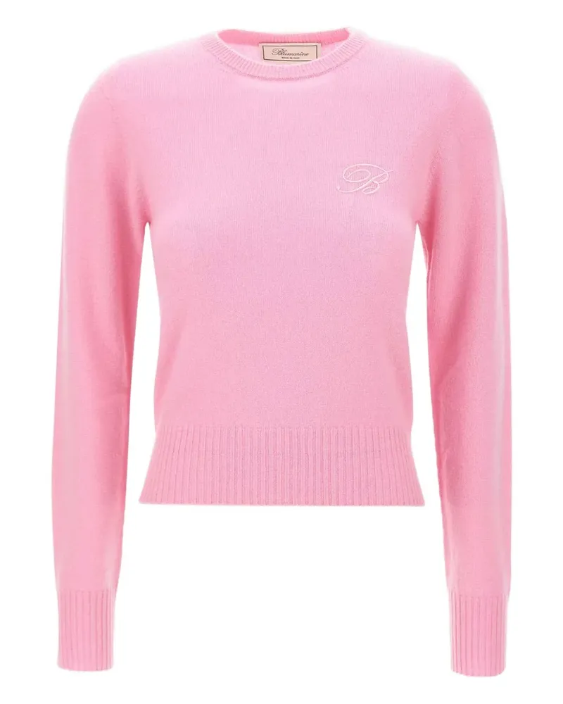 Blumarine Gerippter Kaschmirpullover mit Stickerei - Rosa Rosa