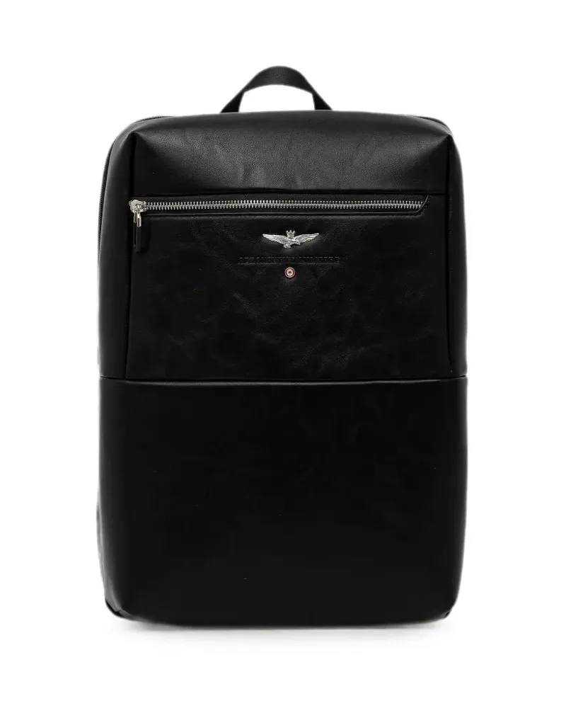 Aeronautica Militare logo-plaque zip-pocket backpack - Schwarz Schwarz