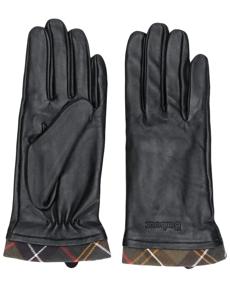 Barbour Handschuhe mit kariertem Saum - Schwarz Schwarz