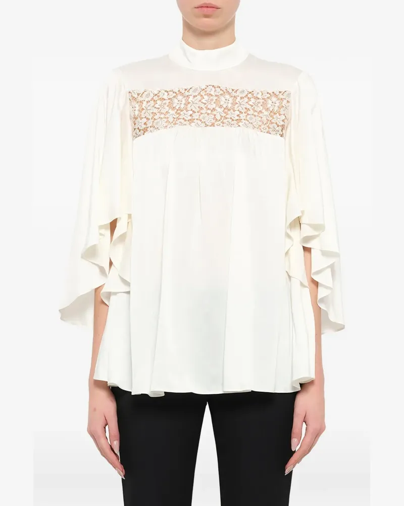 Alexander McQueen Bluse mit Spitzeneinsatz - Weiß Weiß