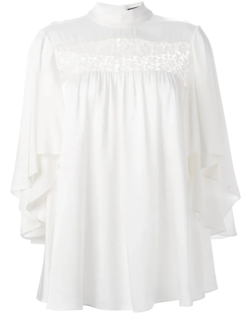 Alexander McQueen Bluse mit Spitzeneinsatz - Weiß Weiß