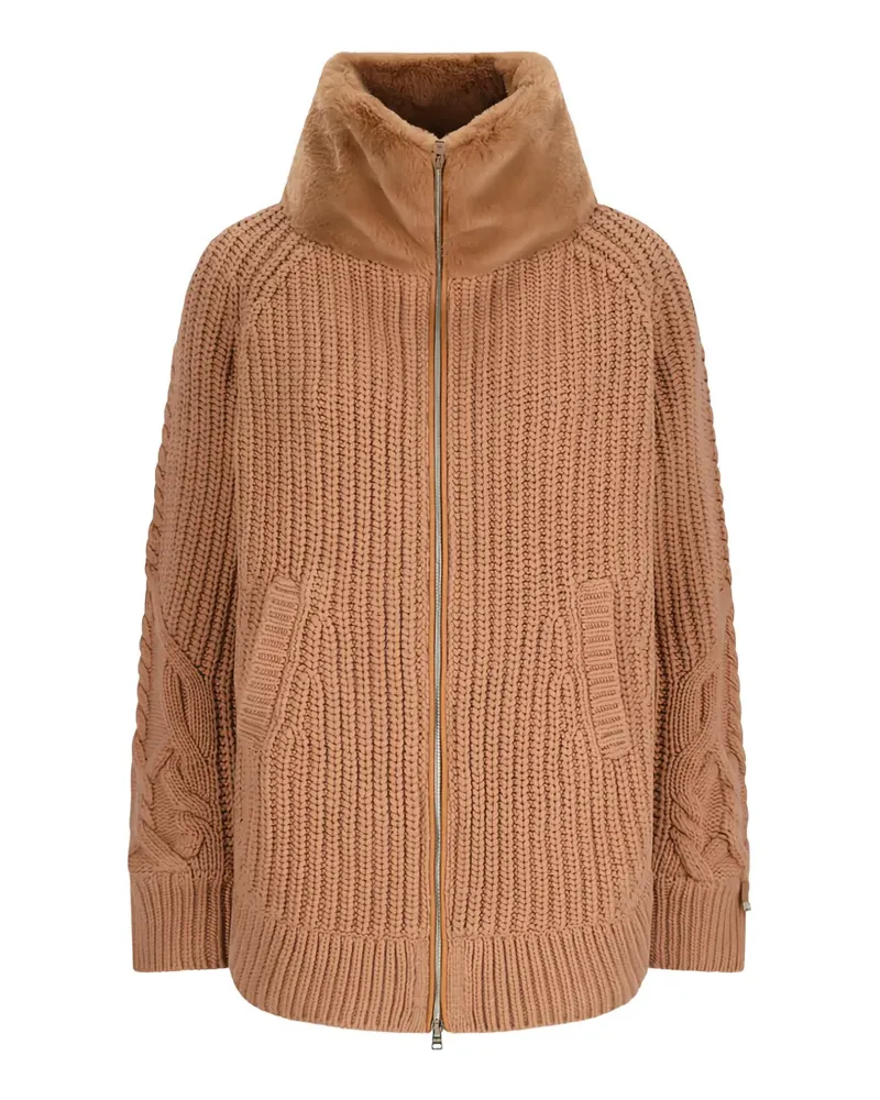 Herno faux-fur cable-knit carding - Nude Nude