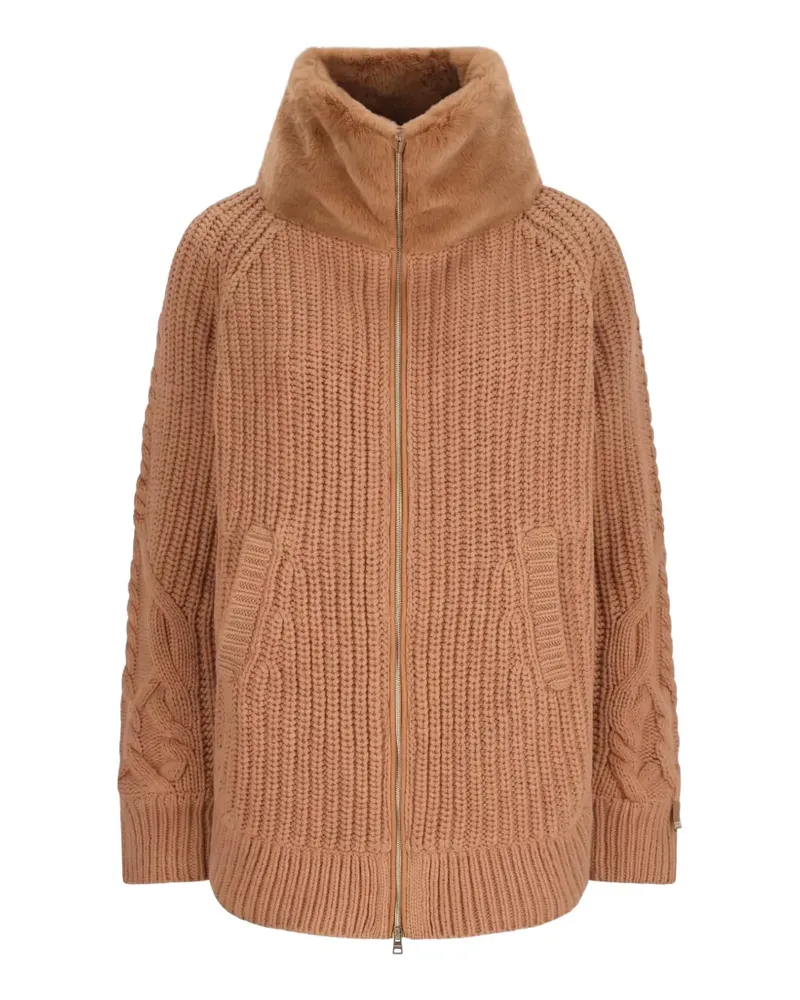Herno Cardigan aus Faux Fur mit Zopfmuster - Braun Braun