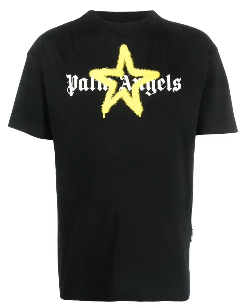 Palm Angels T-Shirt mit Graffiti-Print - Schwarz Schwarz