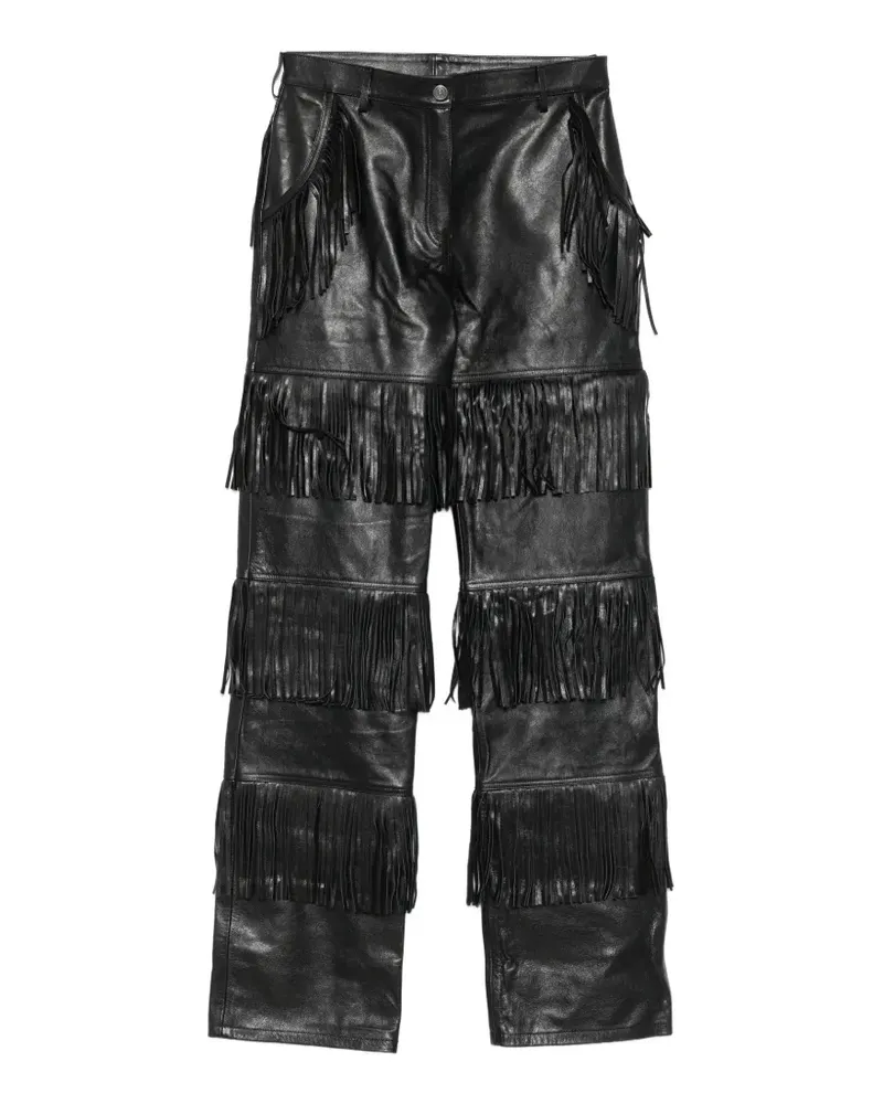 Martine Rose fringe-trimmed leather trousers - Schwarz Schwarz