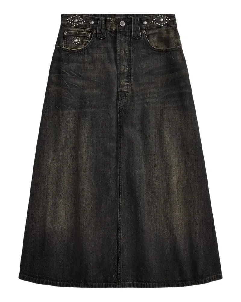 Ralph Lauren Jeansrock in A-Linie mit Nieten - Schwarz Schwarz