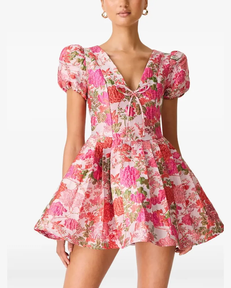 ELLIATT Florales Minikleid mit Puffärmeln - Rosa Rosa