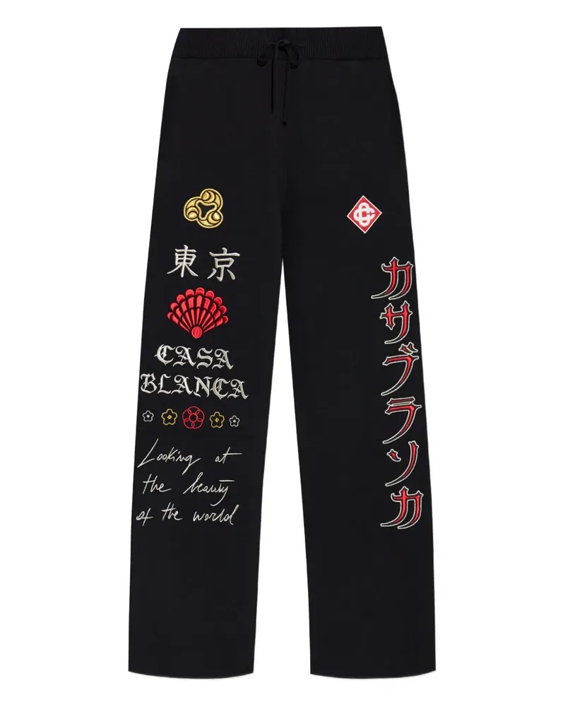 Casablanca Paris embroidered drawstring trousers - Schwarz Schwarz