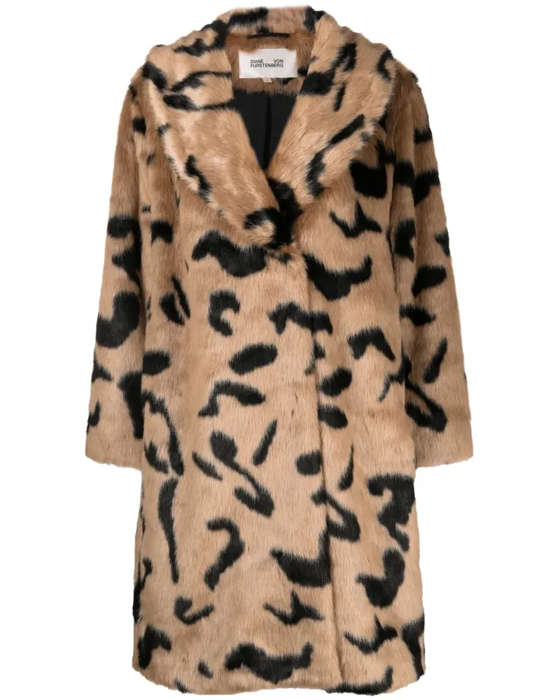 Diane von Furstenberg Faux-Fur-Mantel mit Animal-Print - Nude Nude