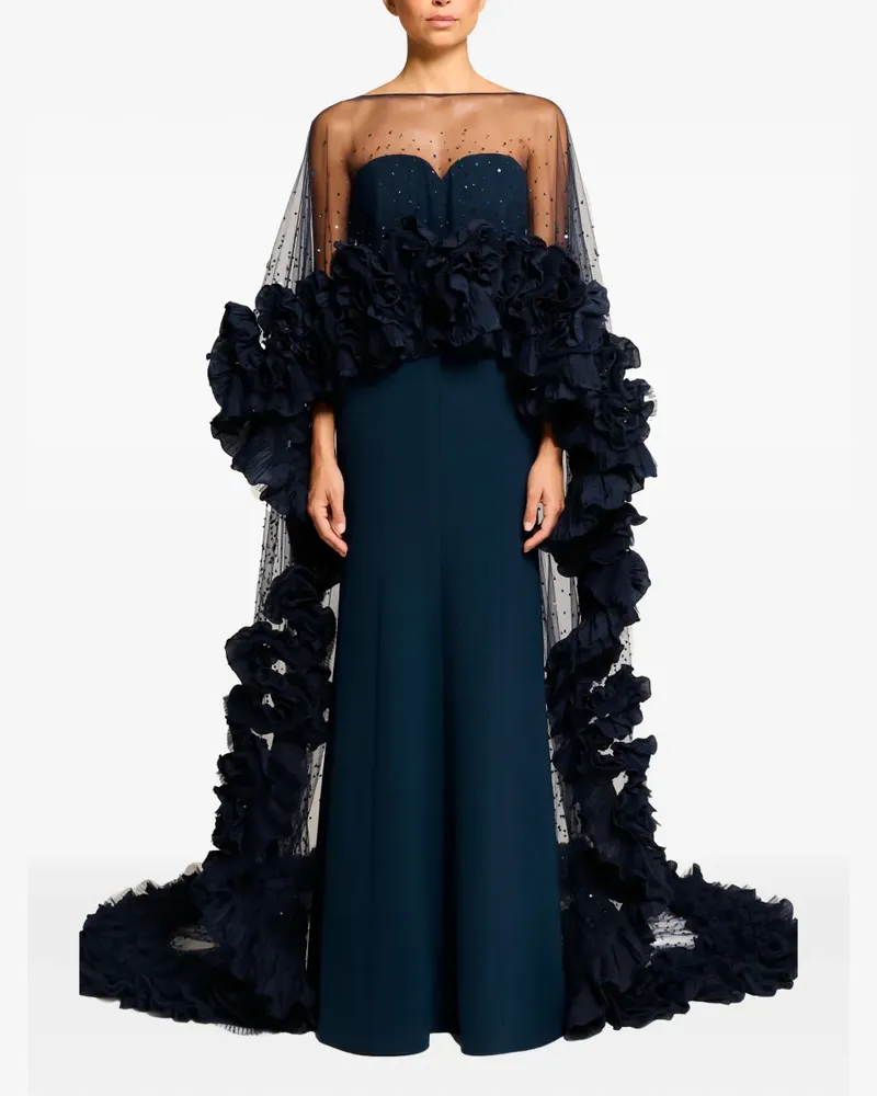 Jenny Packham Maxikleid mit Rüschendetail - Blau Blau