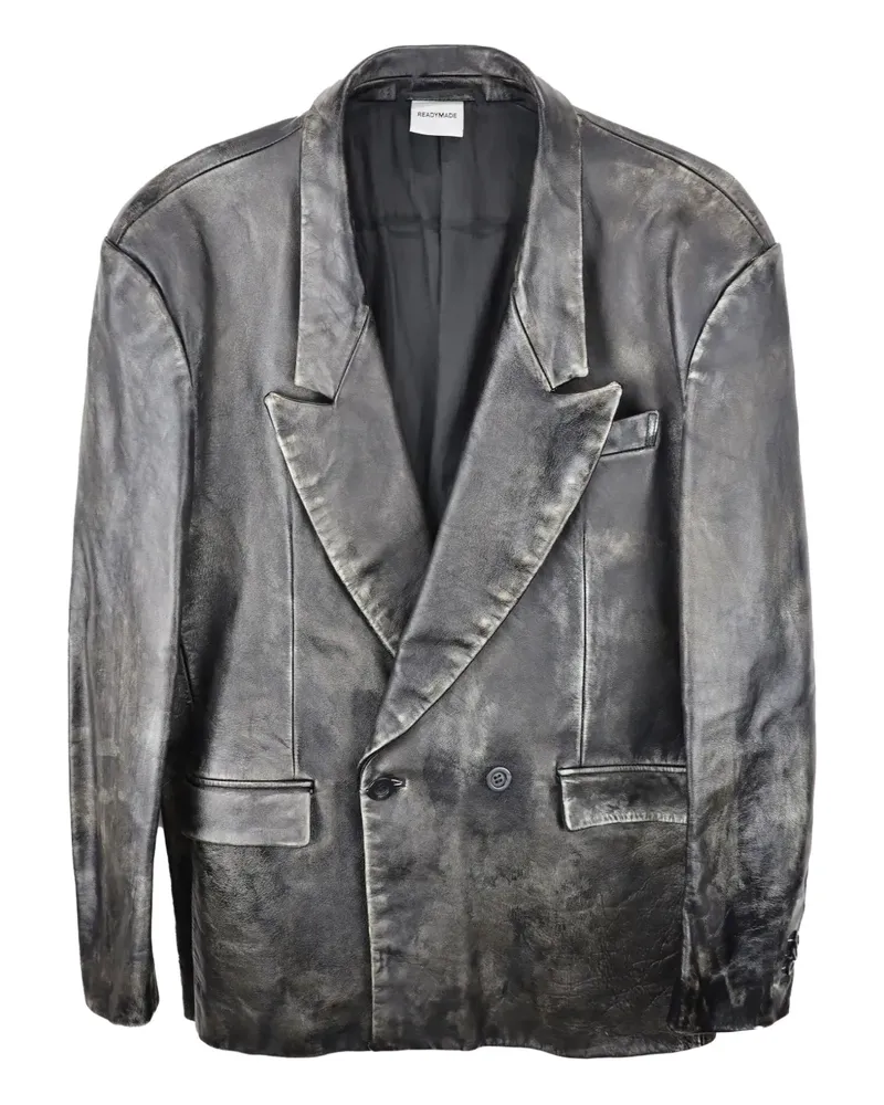 READYMADE Doppelreihige Lederjacke - Schwarz Schwarz
