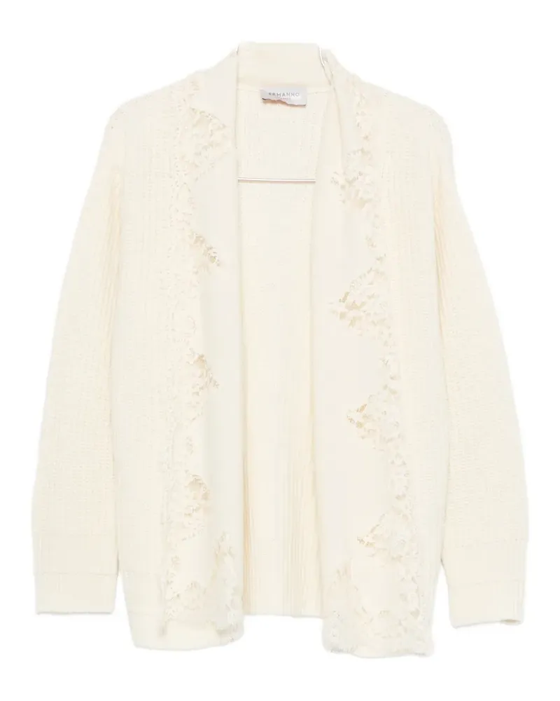 Ermanno Scervino lace-trim ribbed-knit cardigan - Weiß Weiß