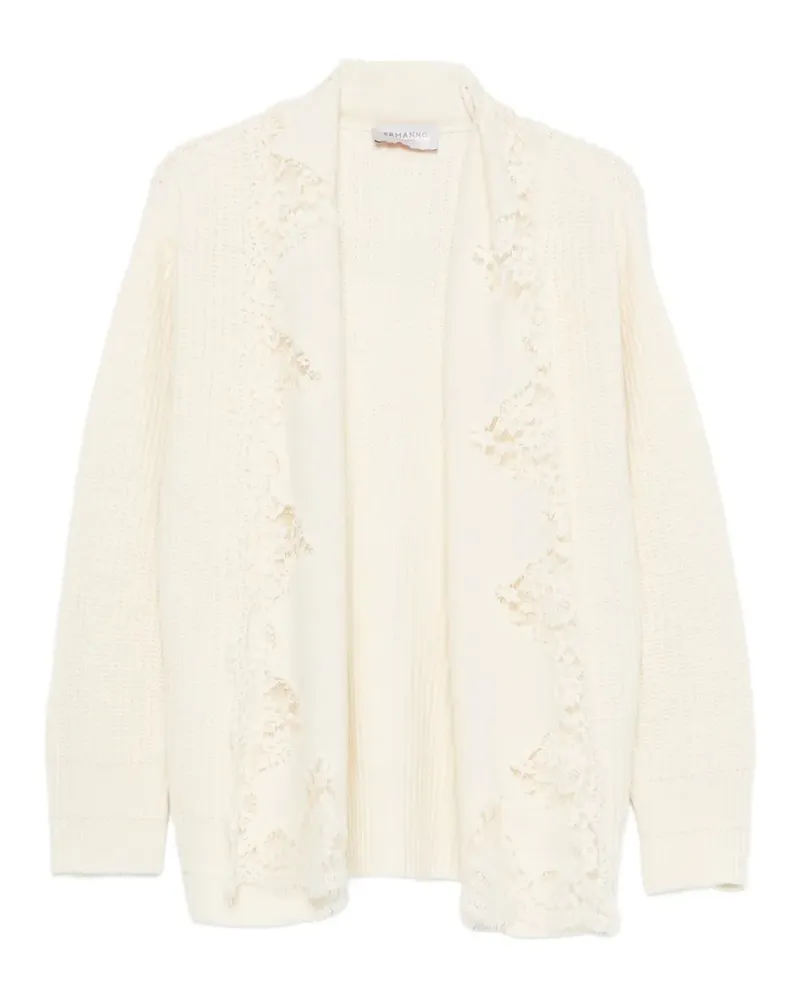 Ermanno Scervino lace-trim ribbed-knit cardigan - Weiß Weiß