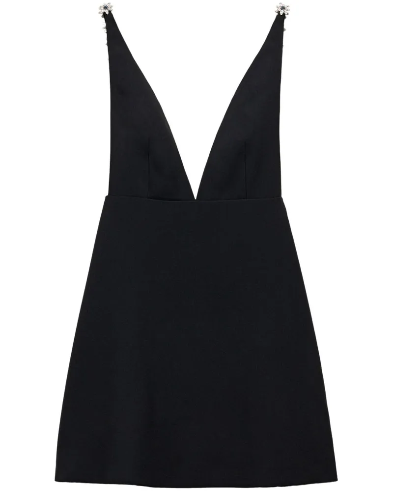 Prada Besticktes Minikleid mit Zobel - Schwarz Schwarz