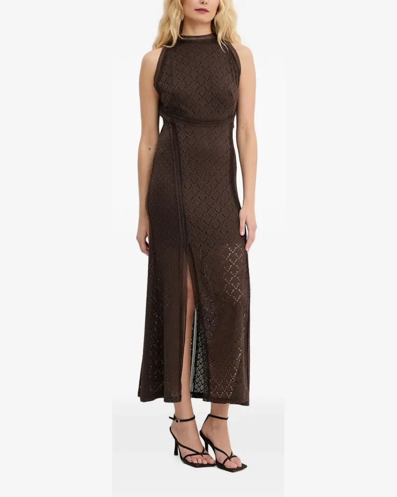 Guess Rückenfreies Midikleid mit Spitzenbesatz - Braun Braun