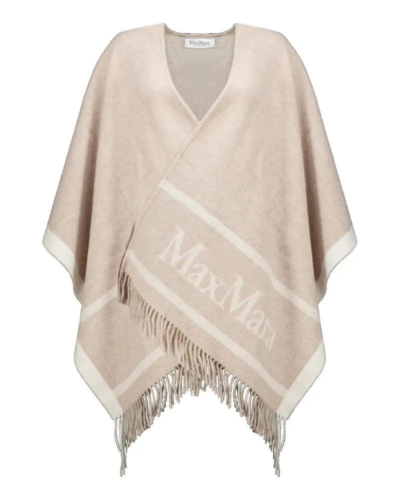 Max Mara Poncho mit Logo-Print - Nude Nude