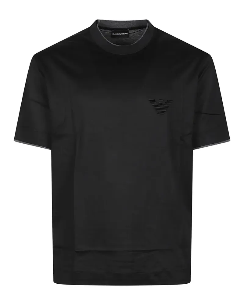 Emporio Armani logo-patch crew-neck T-shirt - Schwarz Schwarz