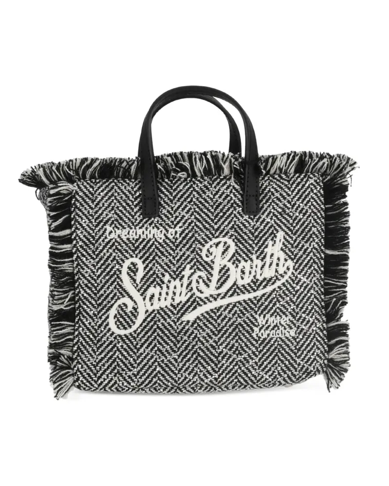 MC2 Saint Barth Mini Vanity Tote Bag mit Fischgrätenmuster - Schwarz Schwarz