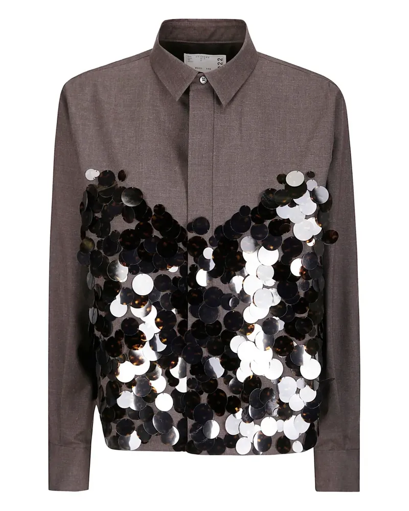 Sacai sequin-embroidery shirt - Grau Grau