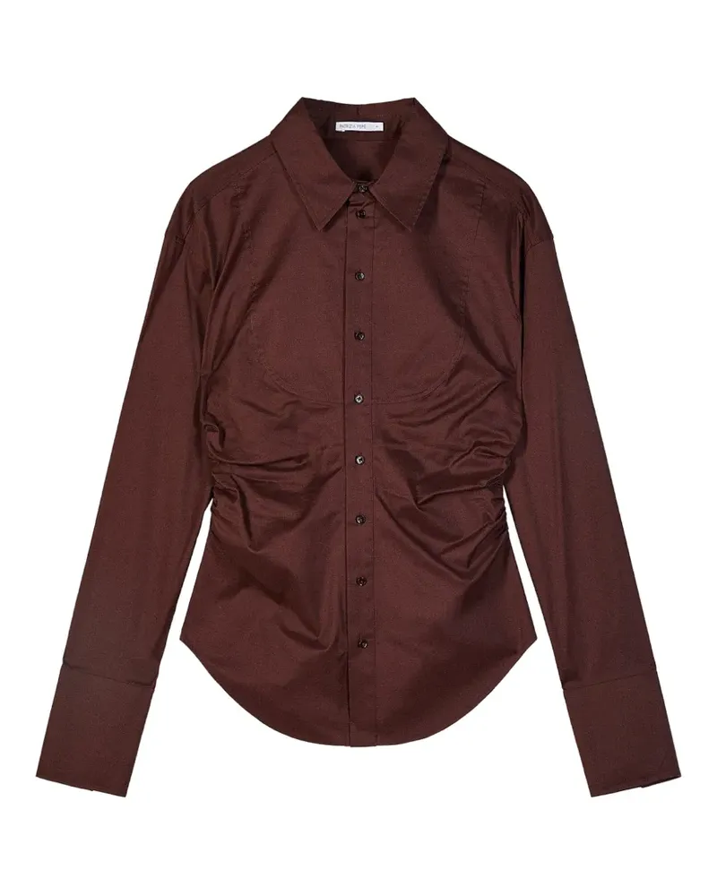 Patrizia Pepe ruched long-sleeve shirt - Braun Braun