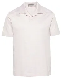 Canali Gestreiftes Poloshirt aus Leinengemisch Weiß