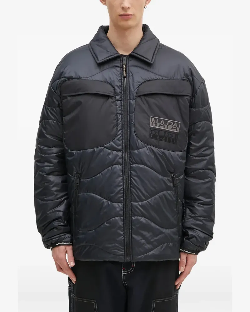 Napapijri logo-patch quilted jacket - Schwarz Schwarz