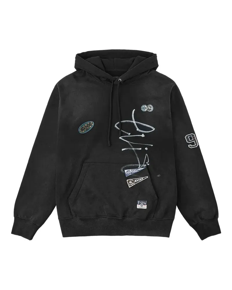 Evisu Fortune logo-patch hoodie - Schwarz Schwarz