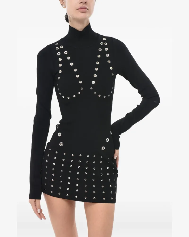 OFF-WHITE eyelet-embellished knit mini dress - Schwarz Schwarz