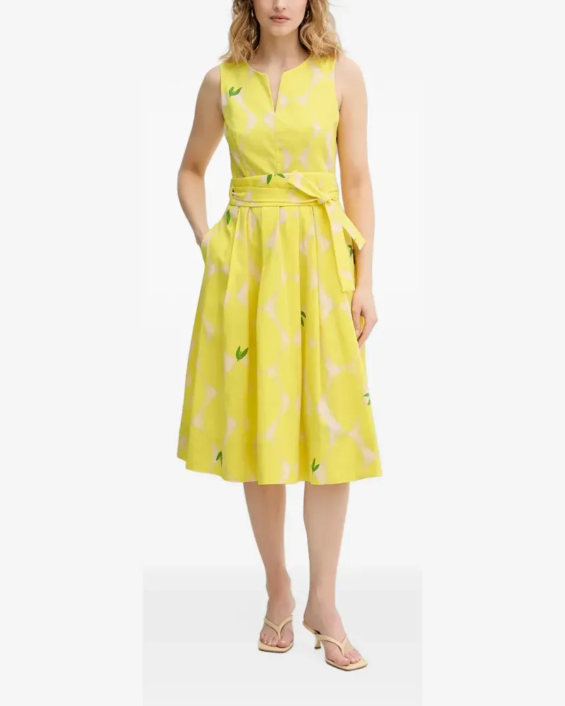 Oui  Midikleid mit Zitronen-Print - Gelb Gelb