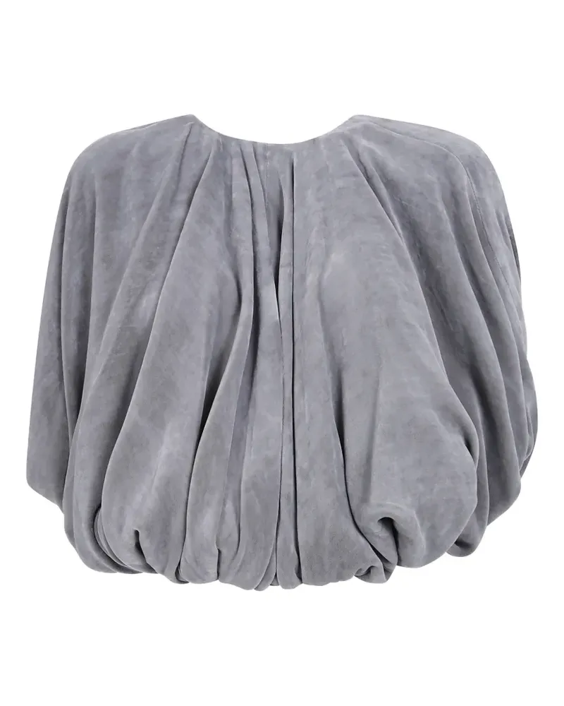 Rick Owens Drapiertes Cape mit Samtoptik - Grau Grau